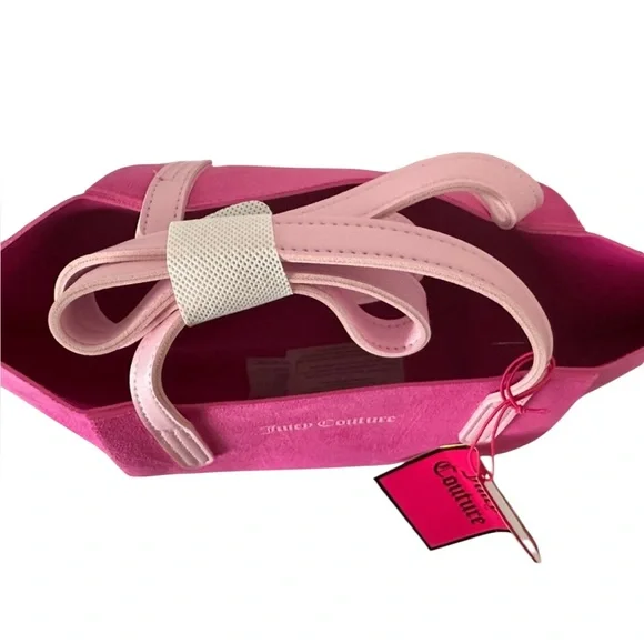Juicy Couture Large Fuchsia Leather Pink Tote Bag NWT - Picture 3 of 6